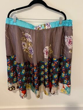 Sundance Multicolor Floral Patchwork Silk Skirt Womens Plus Size 2X Boho Quirky